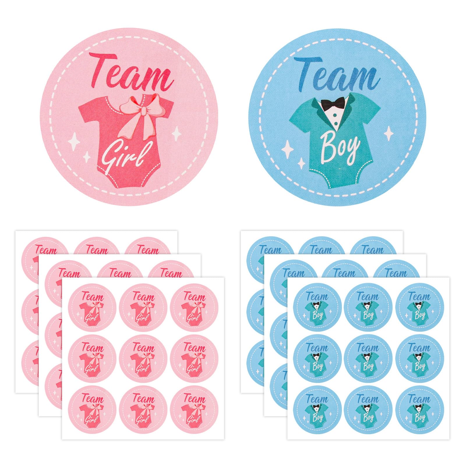 24 Adesivi Rotondi Per Rivelare Il Genere Del Bambino – 12 Azzurri 'Boy' E 12 Rosa 'Girl' (3 Cm) - 2