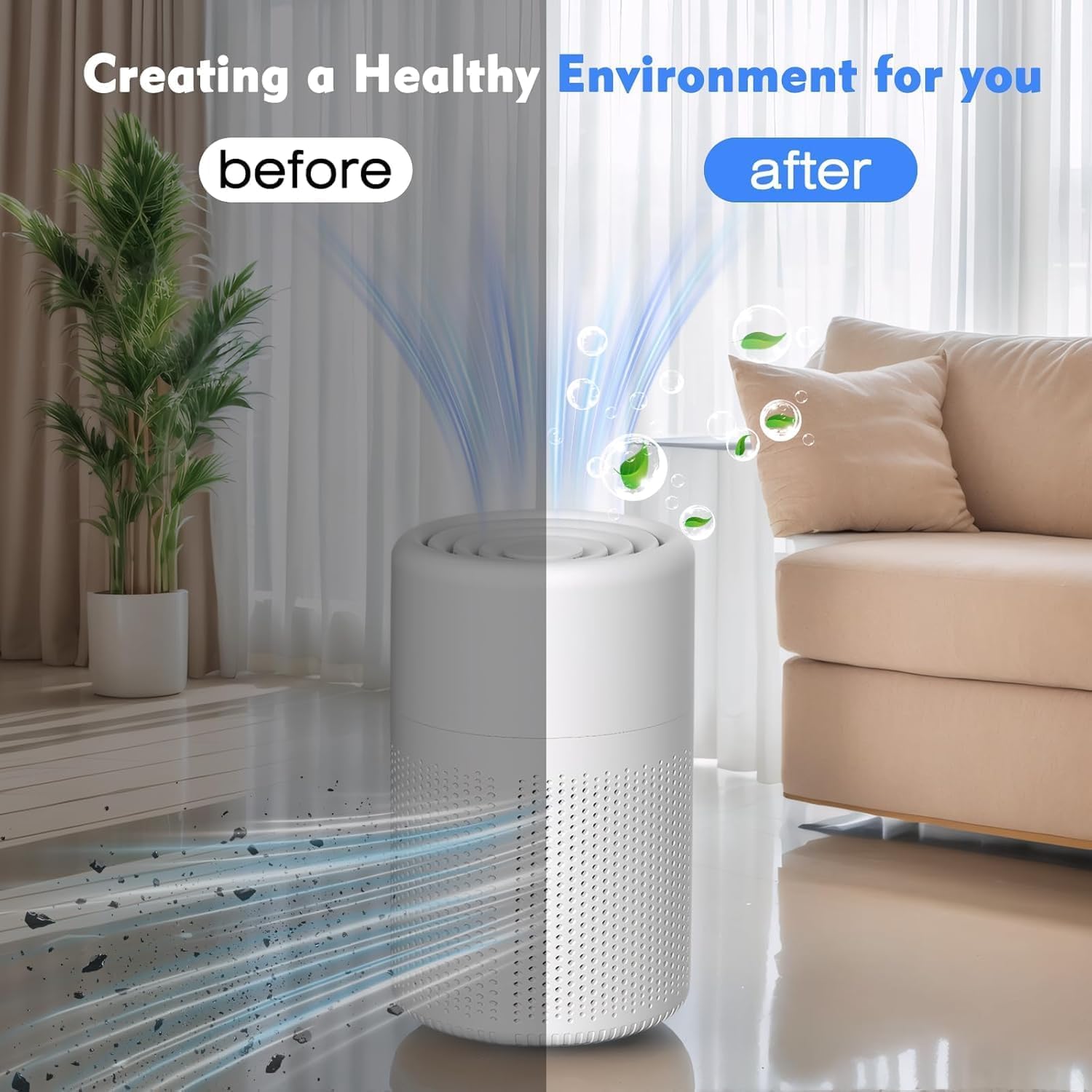 UNMAT Portable HEPA Air Purifier for Home, Office, Bedroom & Car | 360° Air Intake Air Cleaner with H13 HEPA Filter | Low Noise, Energy Efficient Desktop Air Purifier for Dust, Smoke & Allergens