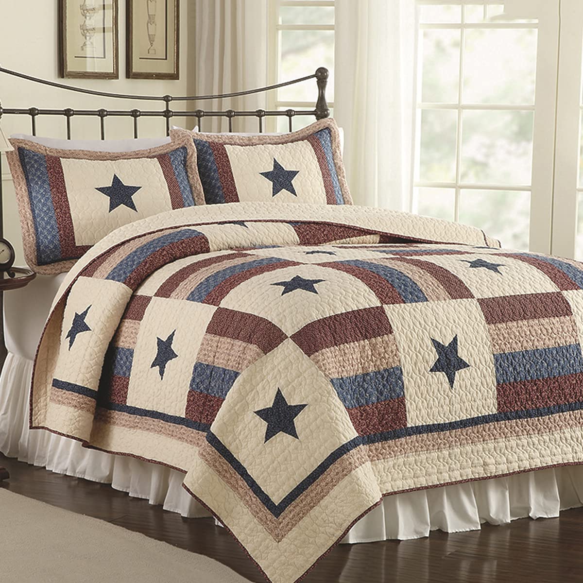 Amazon｜ヴィンテージパッチワークチェックデザインキルトベッド