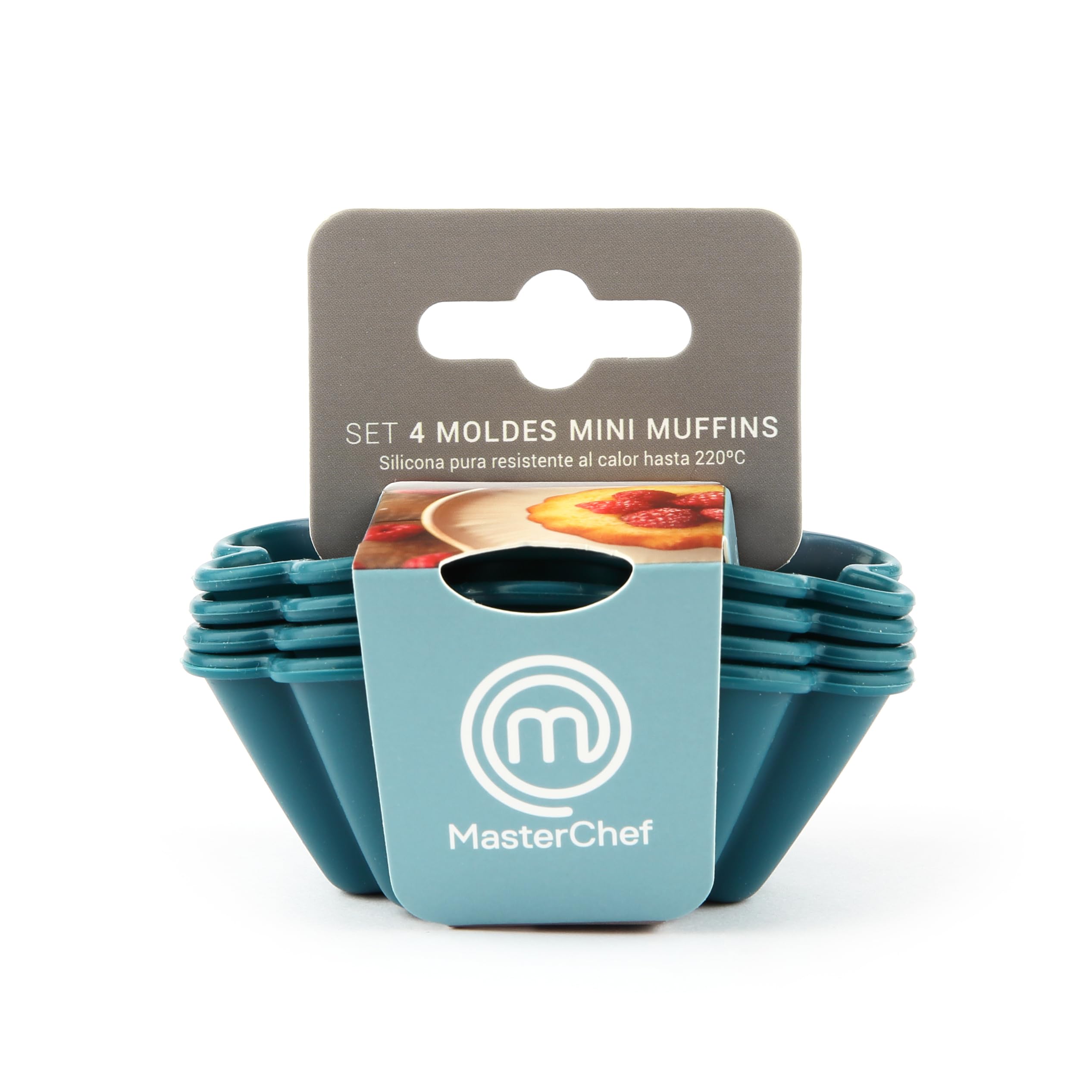 Master Chef Junior – Set of Muffin Molds in Flower Shape, 4 Pieces Turkey Blue – Non-Stick Ideal for Pastries