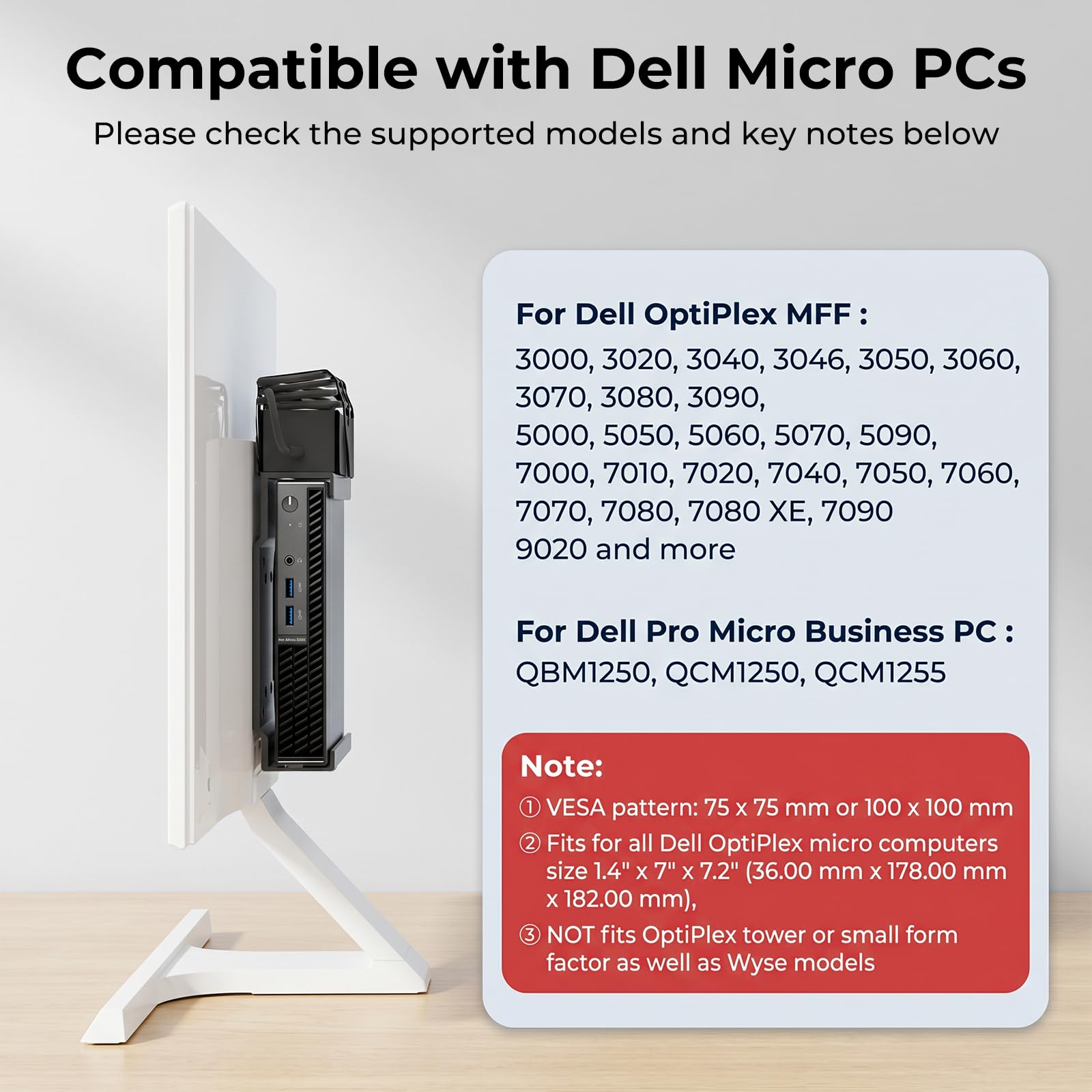Mini-PC-Halterung für Dell mit Tischklemme, Micro-PC, VESA-Wanduntertischhalterung und C-Klemme, Desktop-Halterung für Dell OptiPlex MFF Montagehalterung für Dell Micro PC 7050 7080 5070 3000 7060