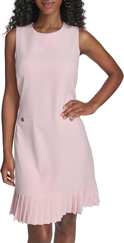 Tommy Hilfiger Women's Round Neck Salon Stretch Pockets Shift Dress