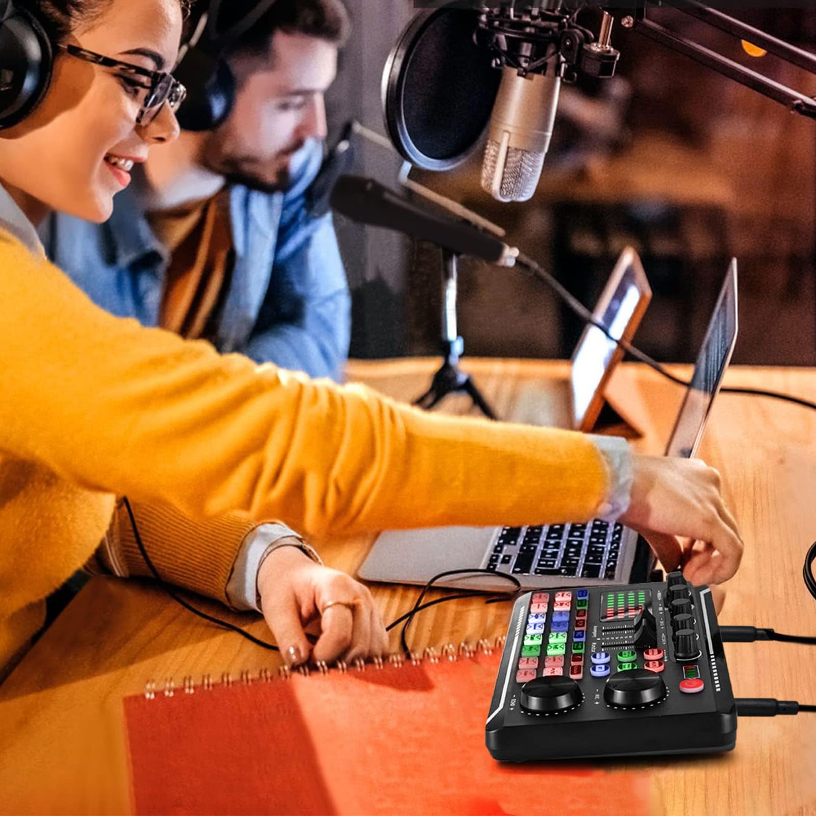 Scheda Audio Professionale per Suono Dal Vivo, Mixer Audio e Interfaccia Audio con Effetti Mixer DJ, Cambia Voce - Attrezzatura da Studio per Streaming/Podcasting/Gaming