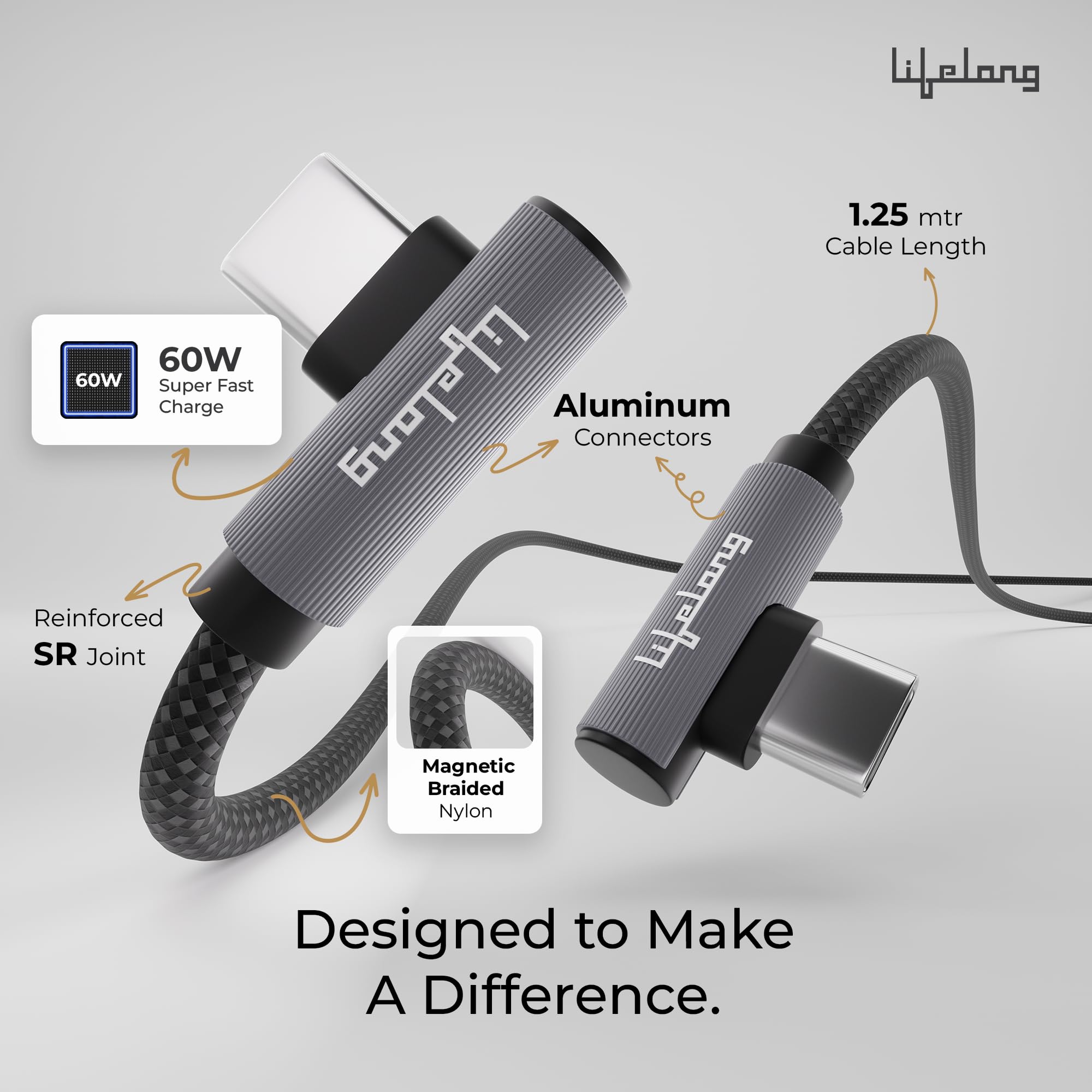 Lifelong Charging cable C to C 1.5m 60W