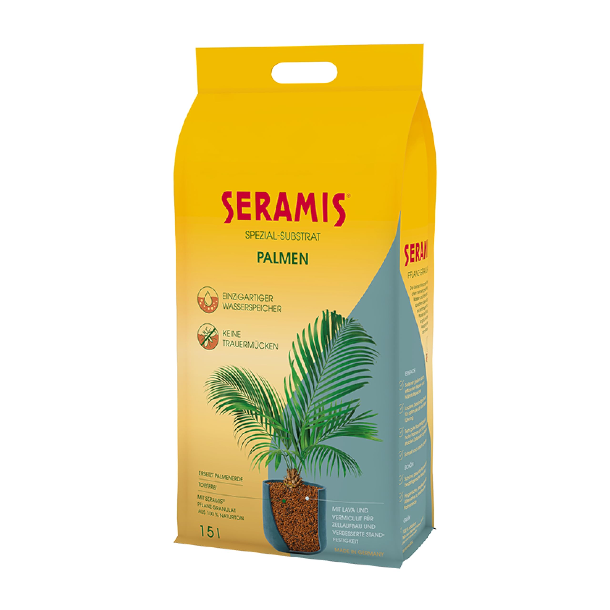 Seramis Substrato Speciale per Palme, 15 l – Granulato per Palme, sostituto del terriccio per Palme per l'acqua e i nutrienti, per Interni & Esterni