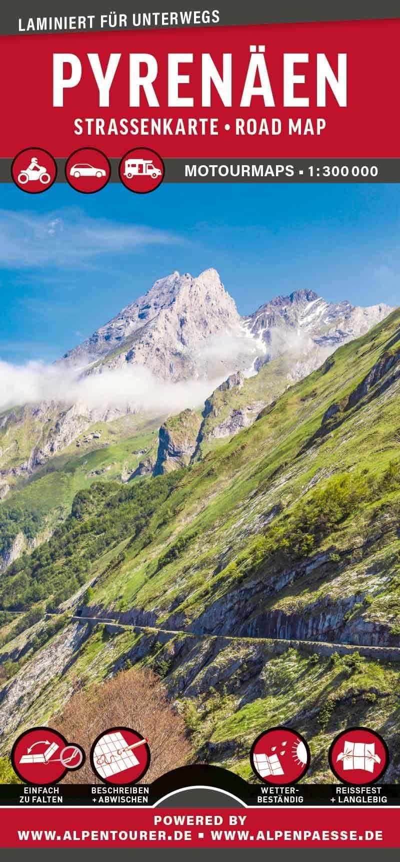 MoTourMaps Pyrenäen (Frankreich - Spanien) 1:300.000: Auto- und Motorradkarte: reißfest - wasserfest - beschreibbar