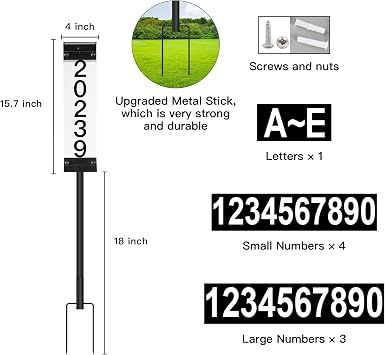 Solar House Numbers for Outside, GOSUNWEY Solar Address Signs for Yard with Stakes Waterproof Lighted House Number Sign, Solar Powered LED Address Plaque Solar House Numbers for House Mailbox Street