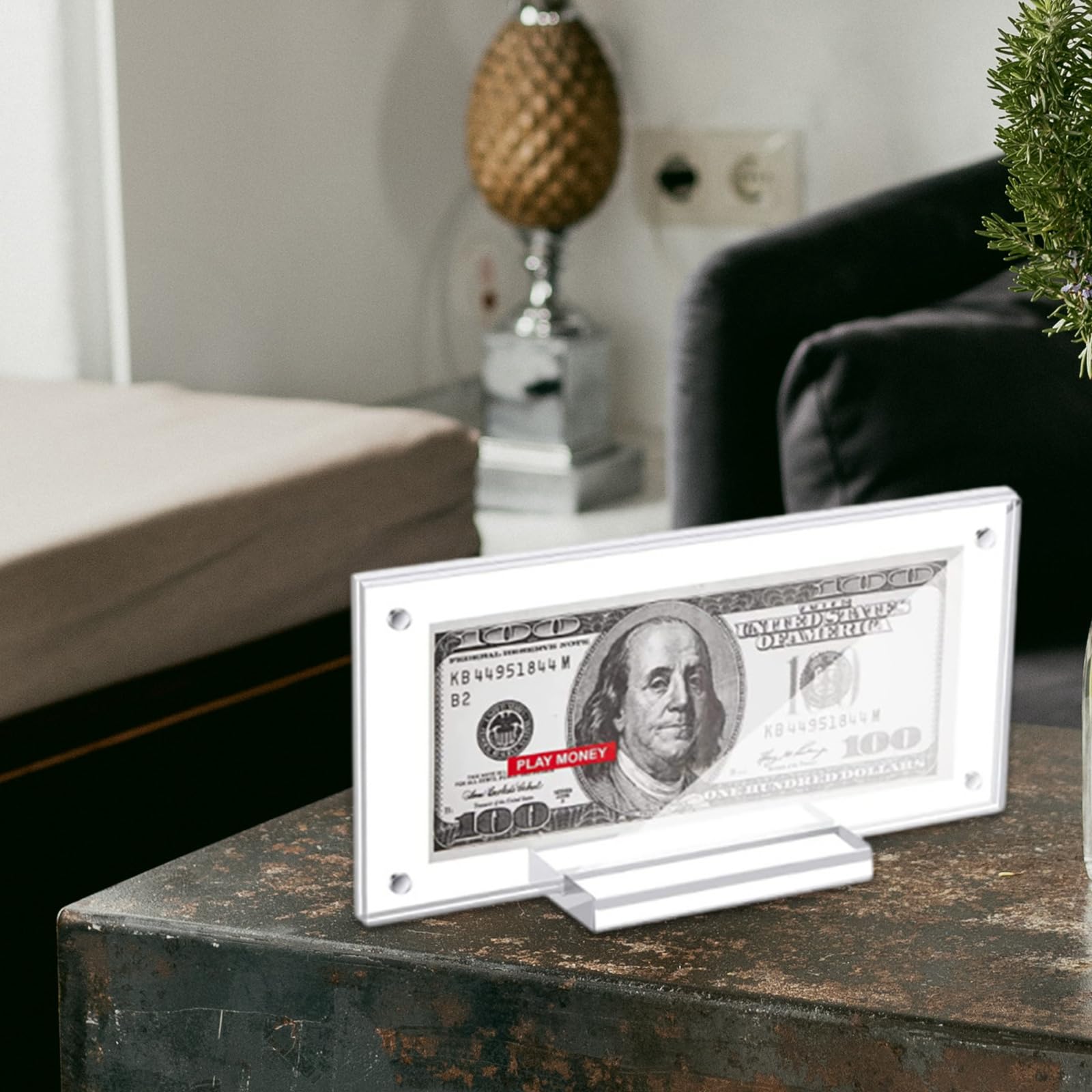 Présentoir à billets en acrylique transparent pour billets de banque