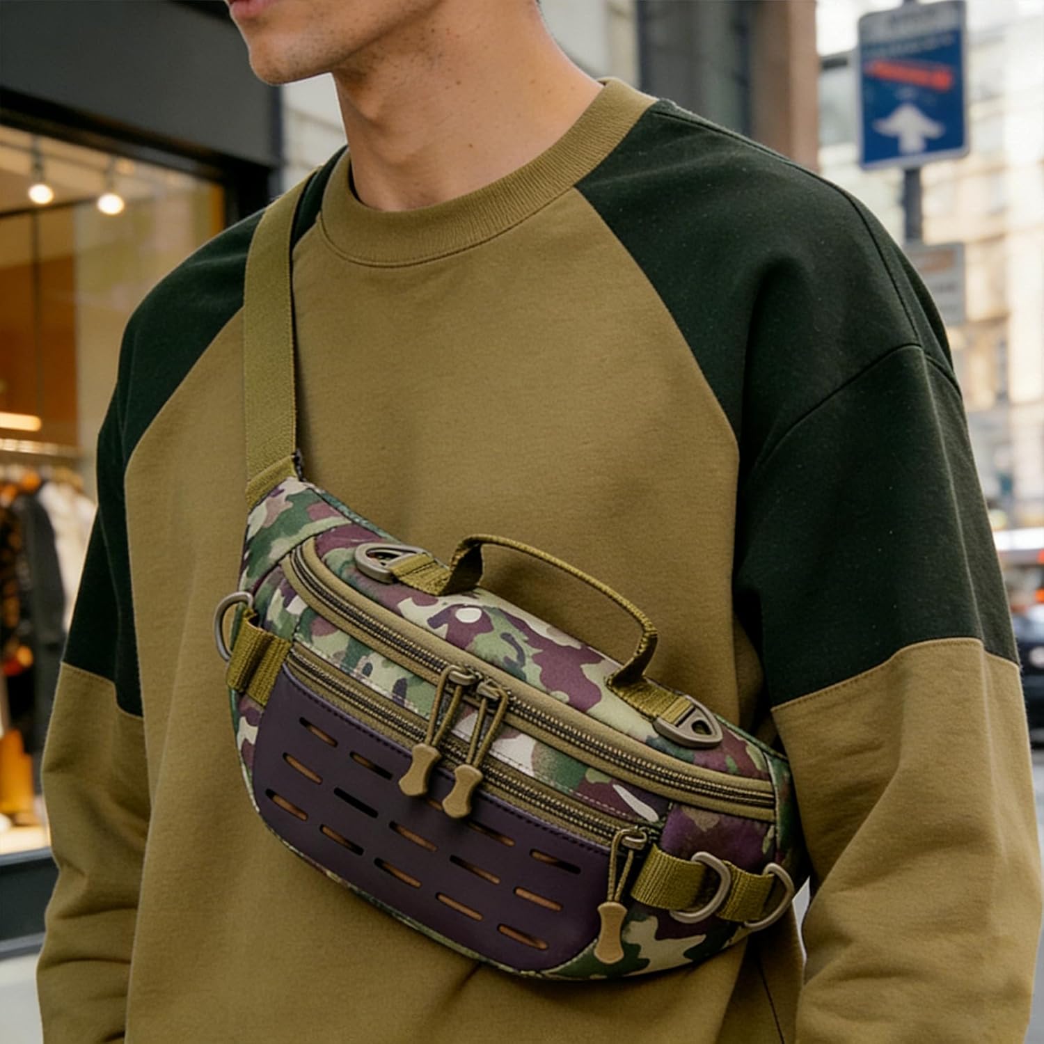 Tactical Fanny Pack for Men Women Military Waist Bag Molle Utility Hip Belt Pouch Crossbody Bags Bumbag for Cycling Hiking Walking Fishing Yidali Camo