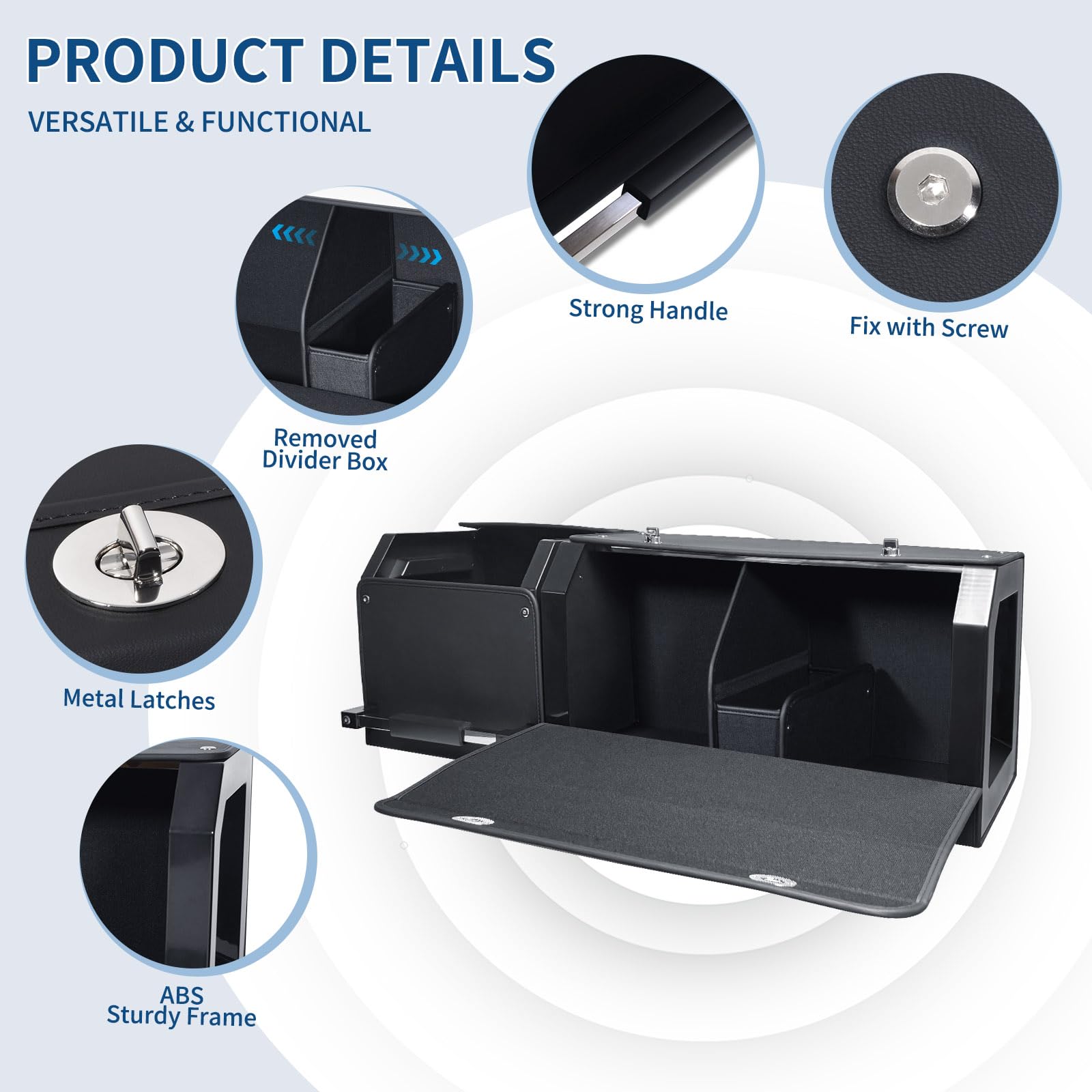 Auto Kofferraum Organizer mit Deckel – Modulares 2-in-1 Aufbewahrungsbox Groß XXL | Stabiler Zuggriff, Strapazierfähiges Leder, ABS-Rahmen | Kofferraumtasche mit Sub-Boxen (92x29x31cm, Schwarz)