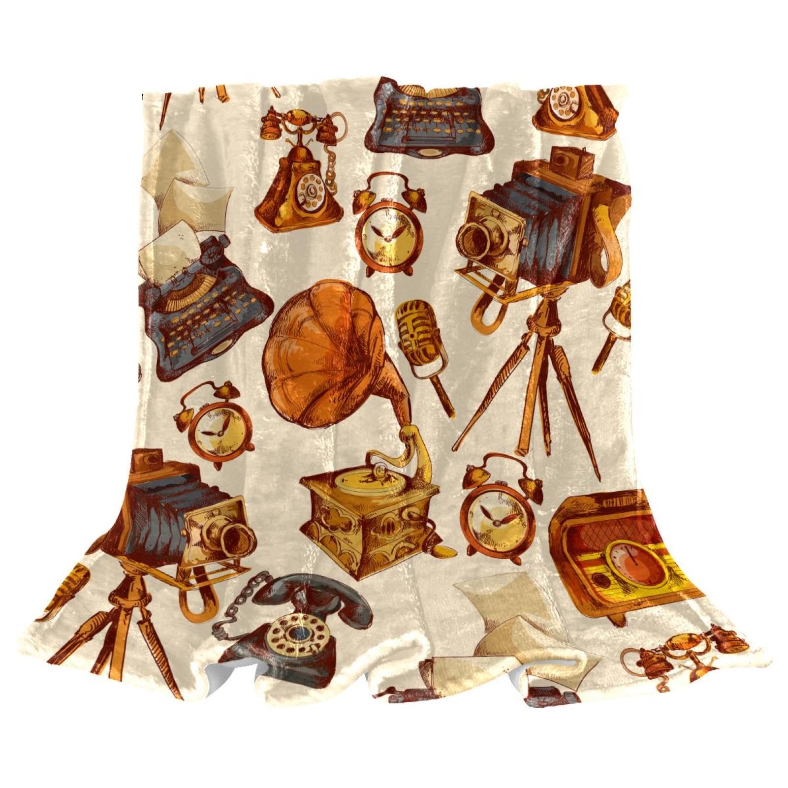 Couverture polaire horloge téléphonique pour canapé et lit de chambre 150x100cm