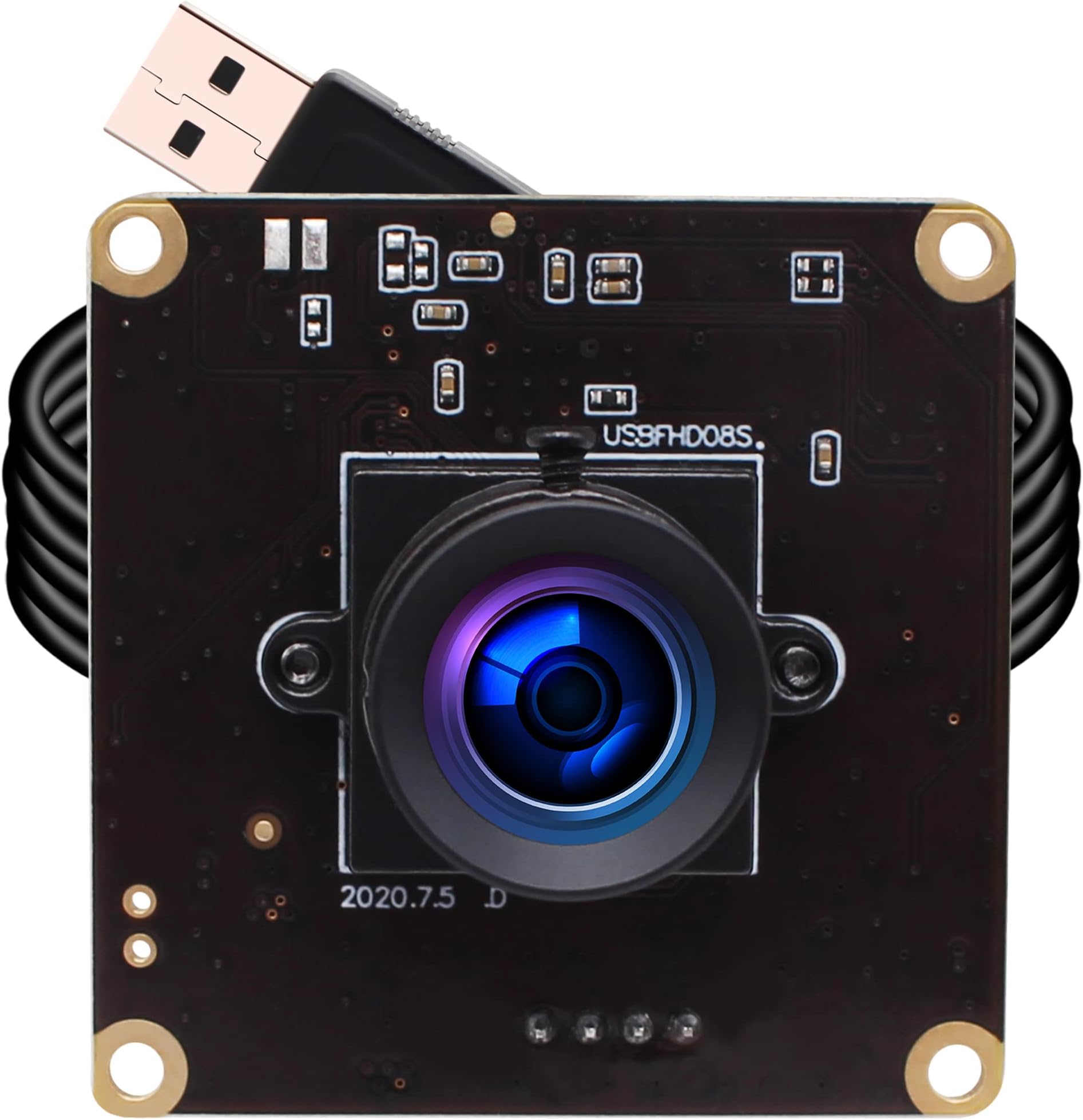 ELP High Speed USB Camera 1080P Embedded Webcam Board with 100degree No Distortion Lens for Computer High fps 60fps 120fps 260fps Wide Angle UVC USB2.0 Camera Module for Laptop 3D Printer Raspberry Pi
