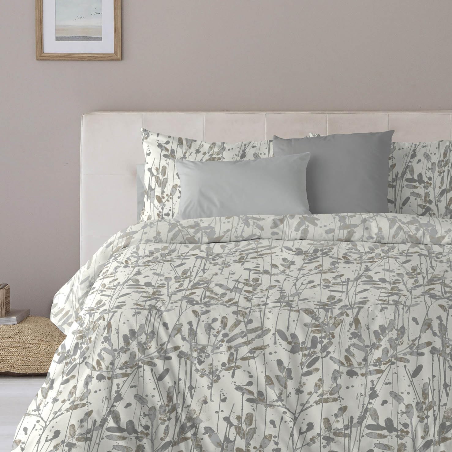 LEBENGOOD Funda Nórdica Cama 135, con 1 Fundas Almohada, Funda de Edredón 135x190/200, Estampada, Reversible, Colcha Sábana,Nordicos Invierno, Juego de Ropa Cama (Losara Grafito 135)