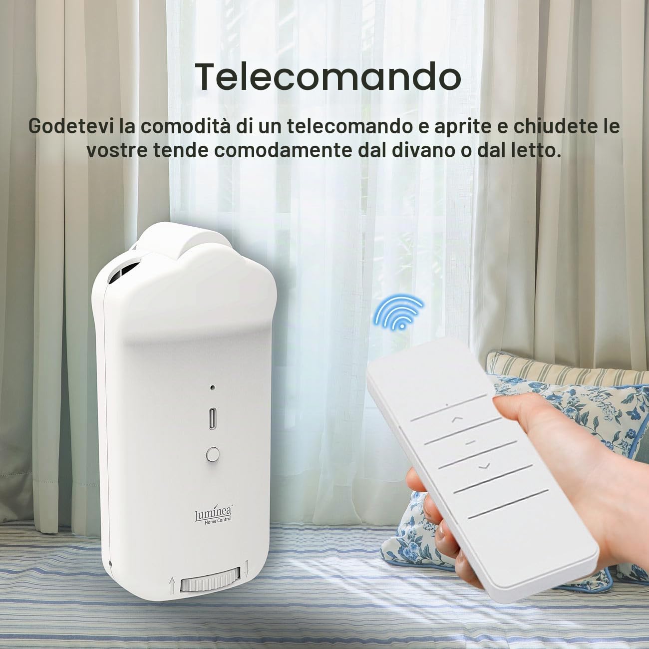 Luminea Home Control motore per tende: Motore universale per tende 3in1 intelligente, Batteria Li-Ion da 5.200 mAh, Bluetooth (telecomando, compatibile Tuya, alexa)