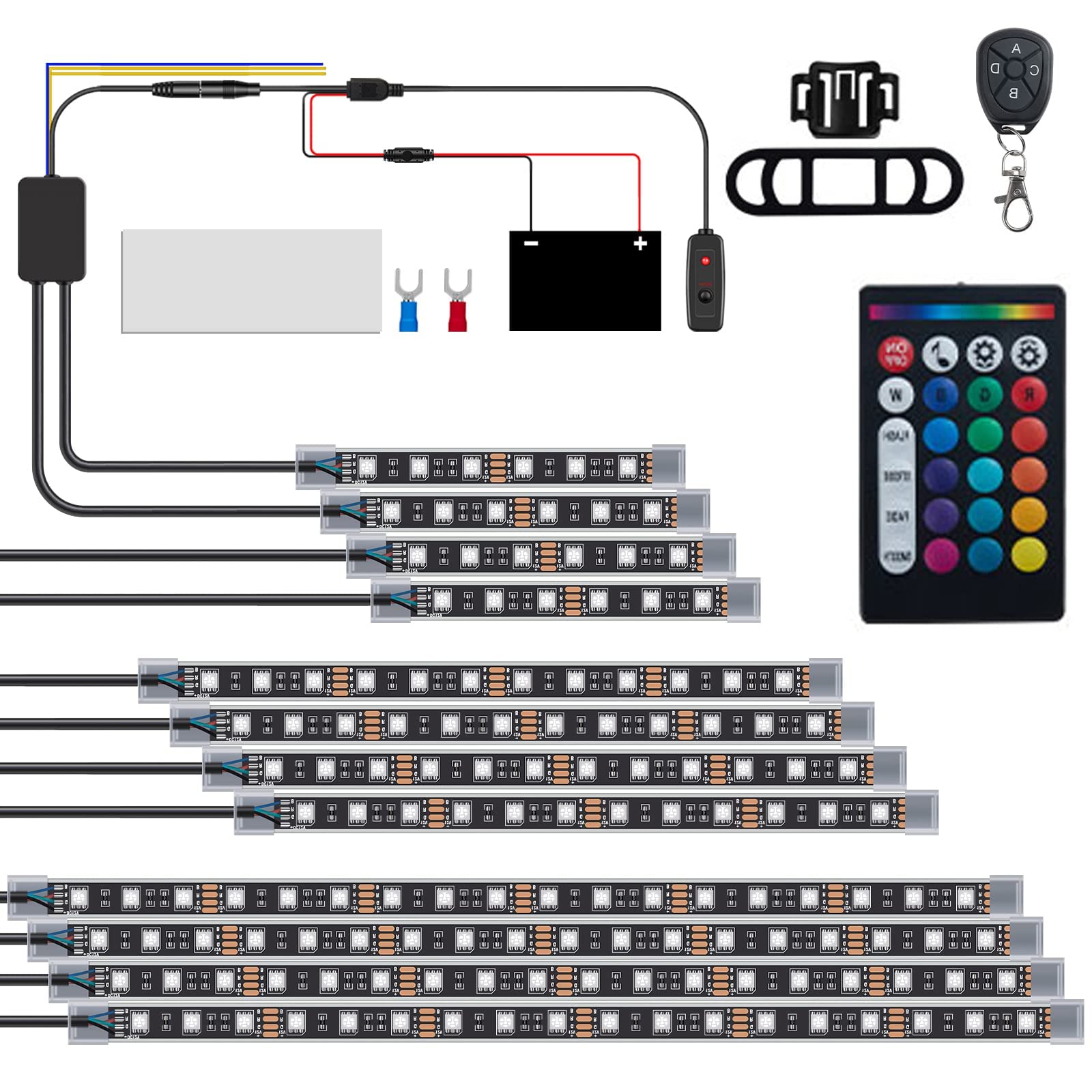 GOGOONE 12PCs Motorcycle LED Underglow Light Strips Kit Turn Signal Brake with APP/IR/RF, Sync Music