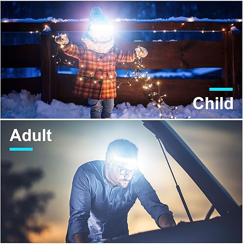 Miniatura 8 de Linterna frontal recargable, paquete de 3 faros LED brillantes de haz ancho, linterna con luz trasera roja, 1200 lúmenes, ligero, ajustable,