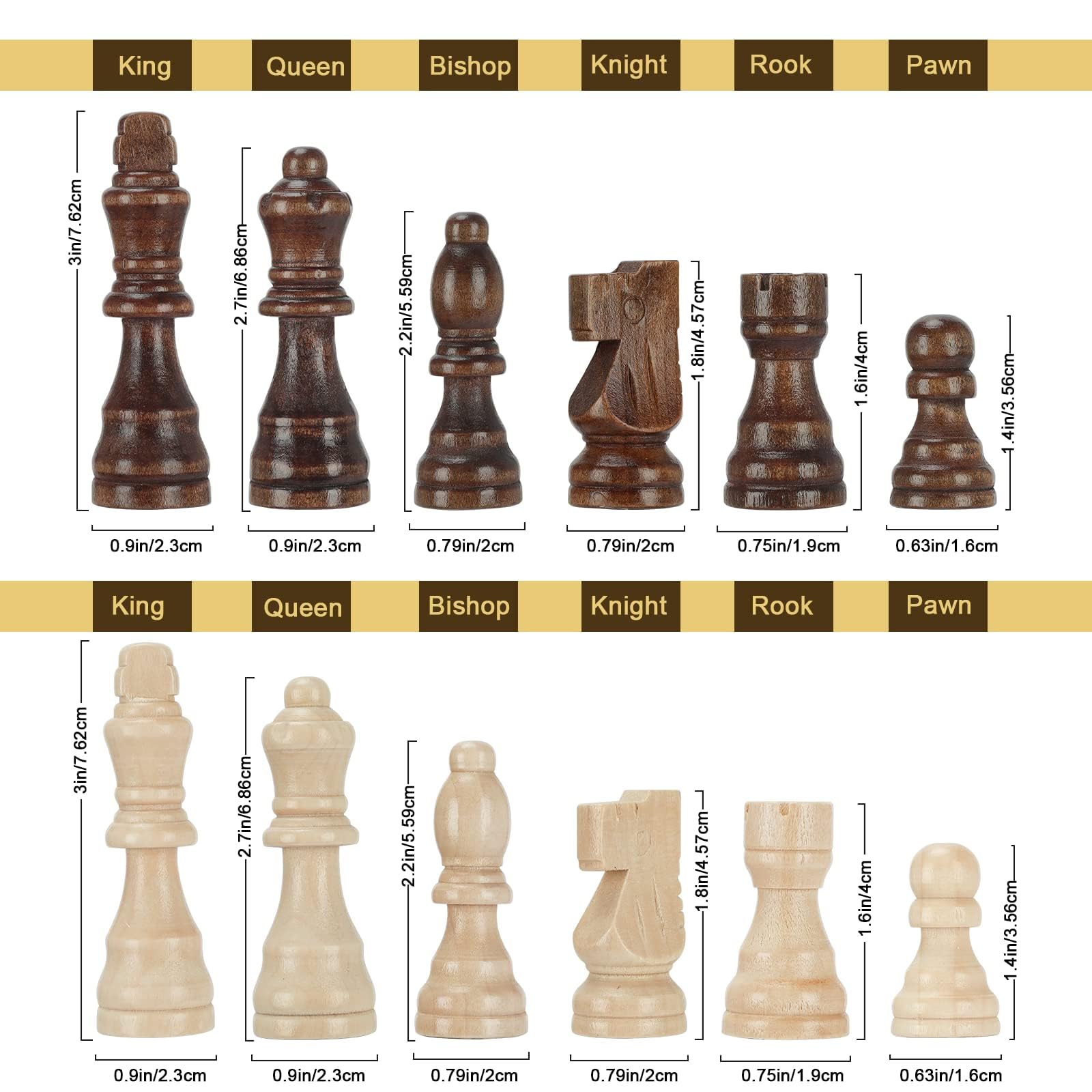Magnetisches Schach-Set aus Holz für Erwachsene und Kinder, handgefertigt, faltbar, mit individuellen Aufbewahrungsfächern, 2 zusätzlichen Königinnen, tragbares Reise-Schach-Set, Heim- und