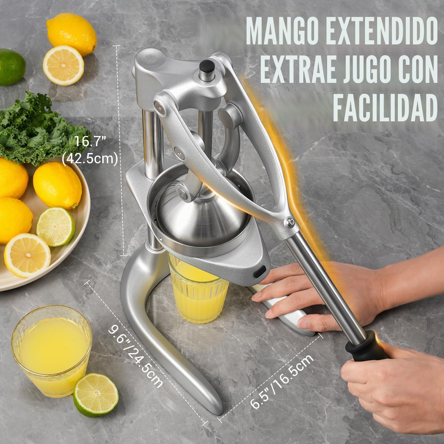 Sopito Esprimidores Manual, Exprimidor Limon acero Inoxidable, Lemon Squeezer para Naranjas, Limones, Granada, Pomelos, Plateado