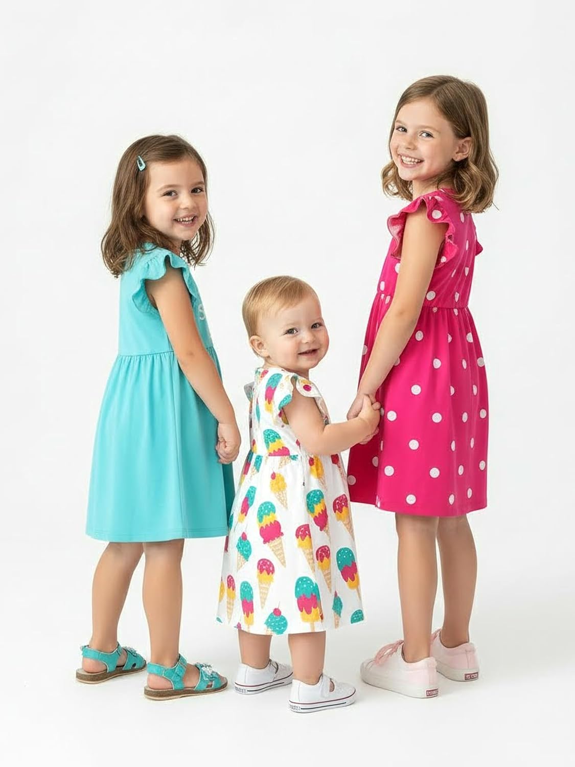 PATPAT 2/3 Pack Toddler Little Girl Ruffle Sleeve Dress Set Summer Twirl Dresses Outfits for Girls - Image 3