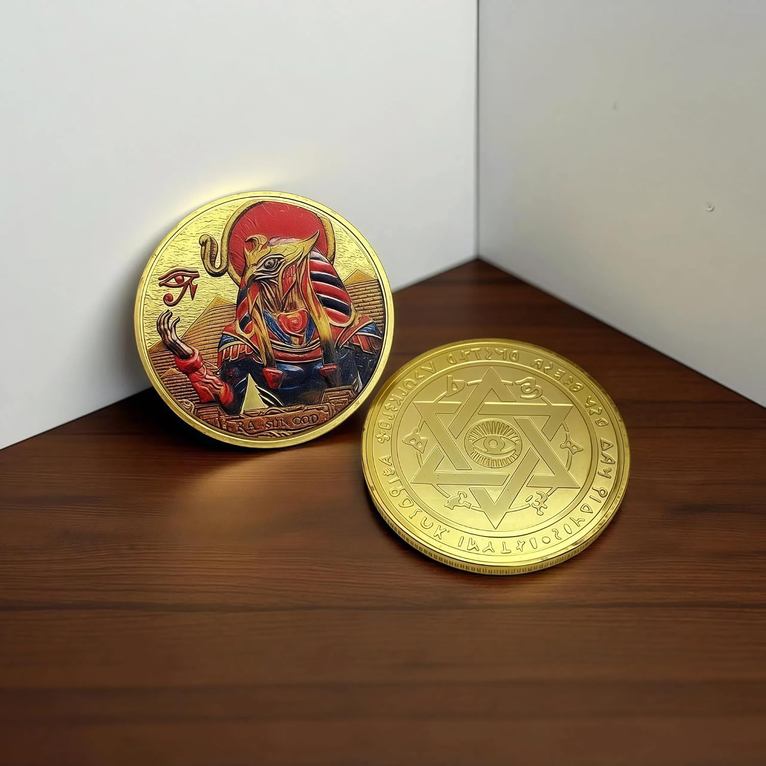 Ancient Egyptian Ra Sun God Challenge Coin with Eye of Horus & Sacred Symbols- Unique Egyptian Mythology Memorabilia image 5