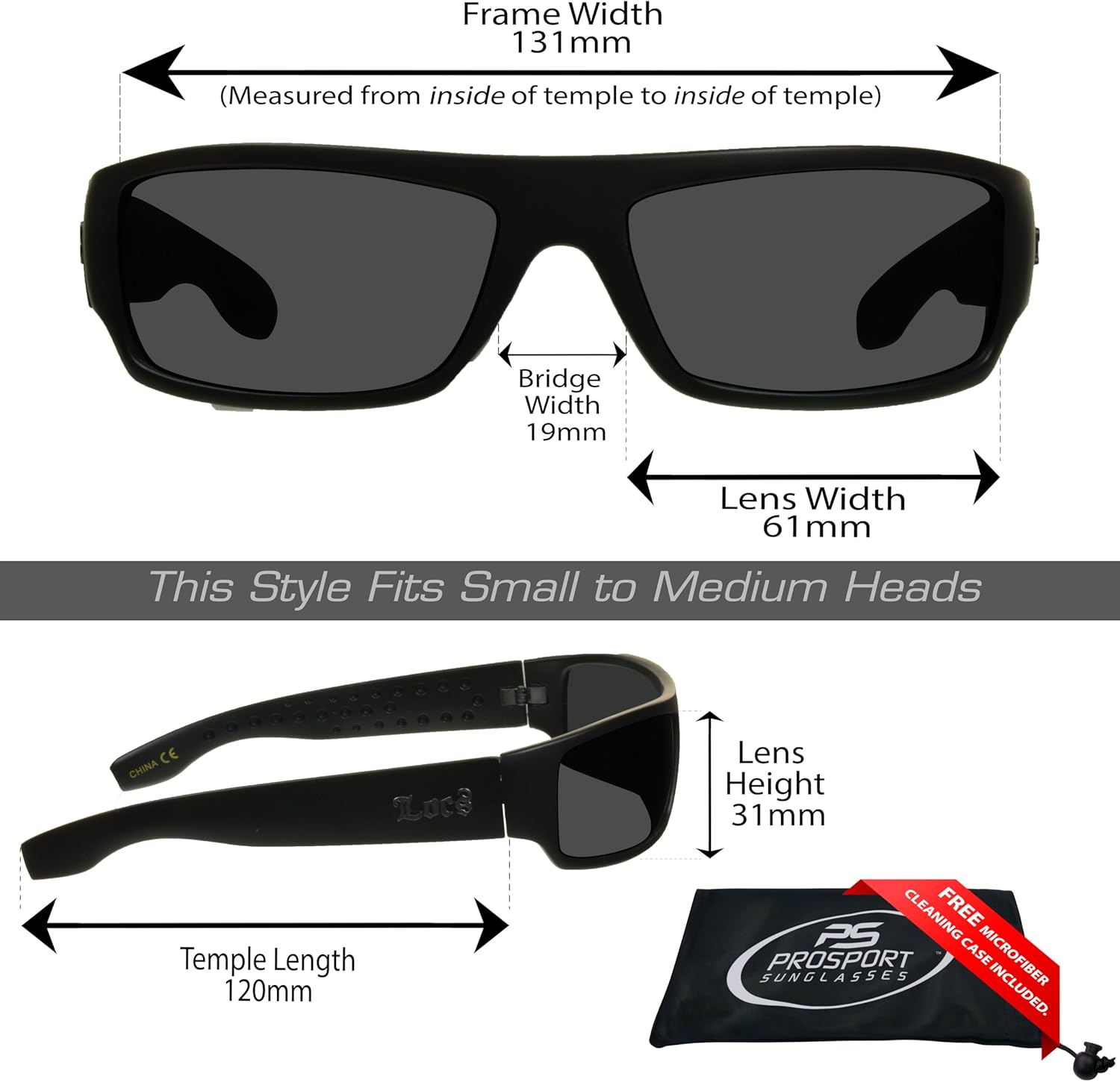 proSPORT Locs Super Dark Sunglasses Mens Black Wrap Around Lowrider Gangster Cholo Vintage Flat Top - Image 3