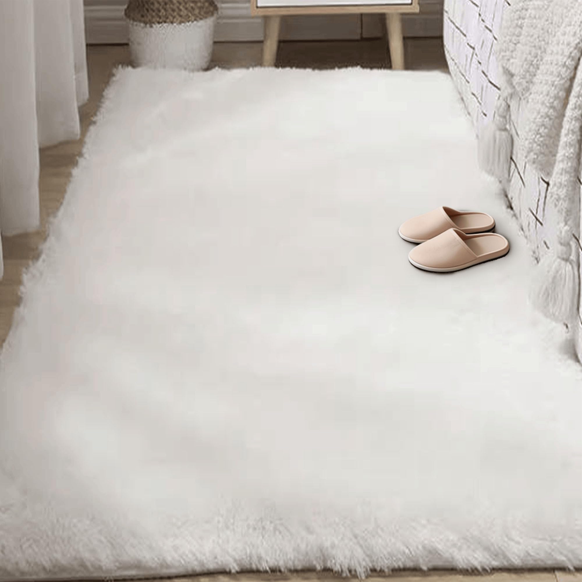 Tapis de salon shaggy ultra doux idéal pour les jeux des enfants