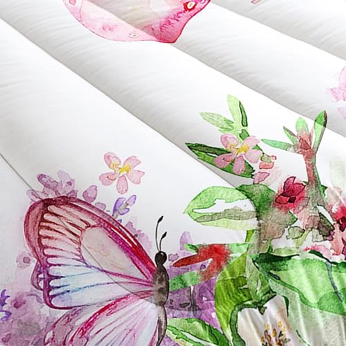 Miniatura 4 de Juego de edredón de mariposa tamaño individual, juego de ropa de cama de flores y mariposas para niñas, juego de edredón floral de mariposas, juego