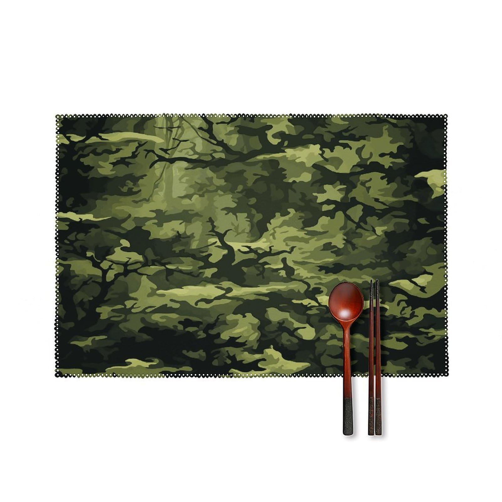 Fekiloot Style Camo Woodland Camoflage Placemats Set Of 6,Table Mat