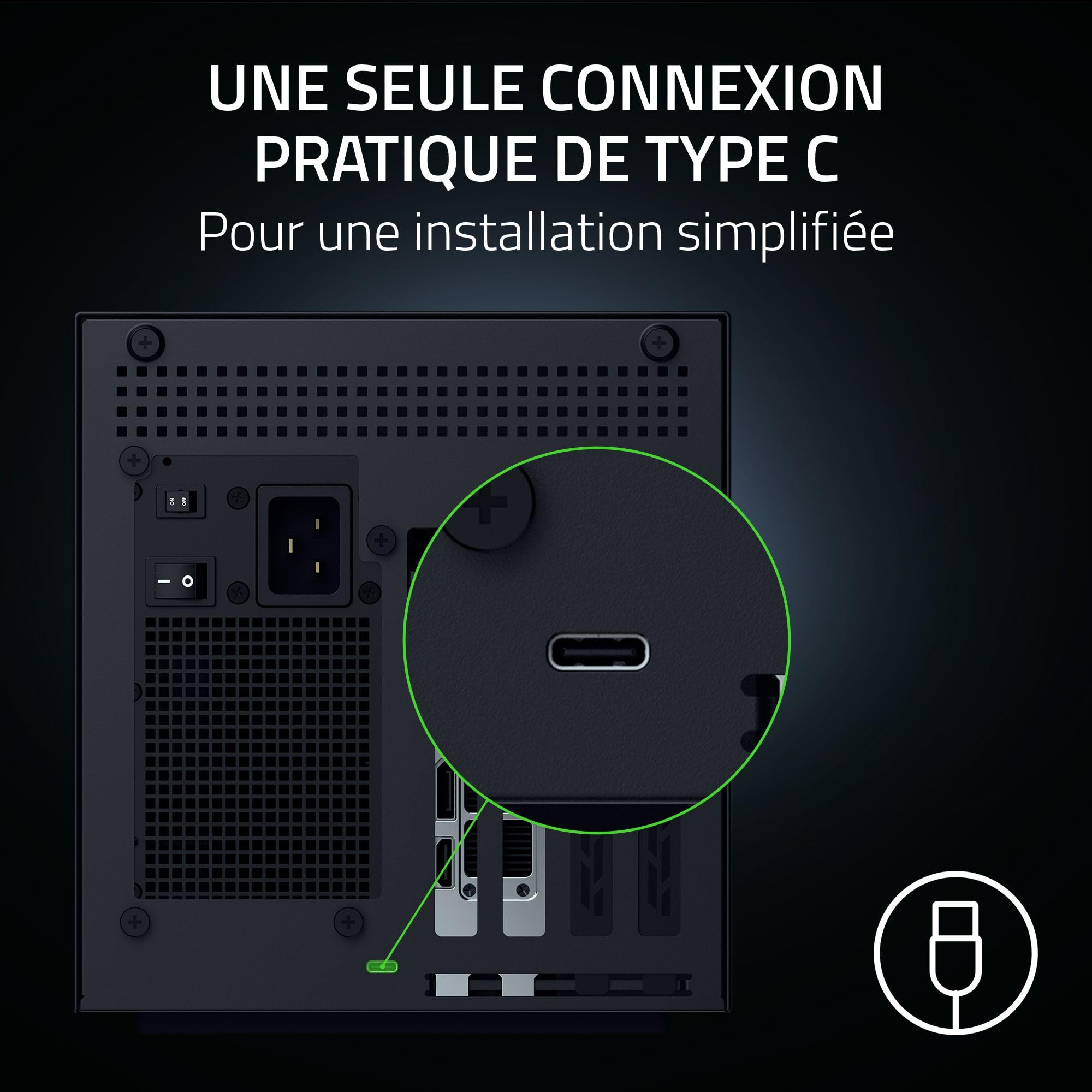 Razer Core X V2 - Boîtier Graphique Externe pour Ordinateurs Portables Thunderbolt - Thunderbolt 5 Nouvelle génération - Châssis en Acier ventilé - Supporte Cartes Graphiques PCIe | Noir