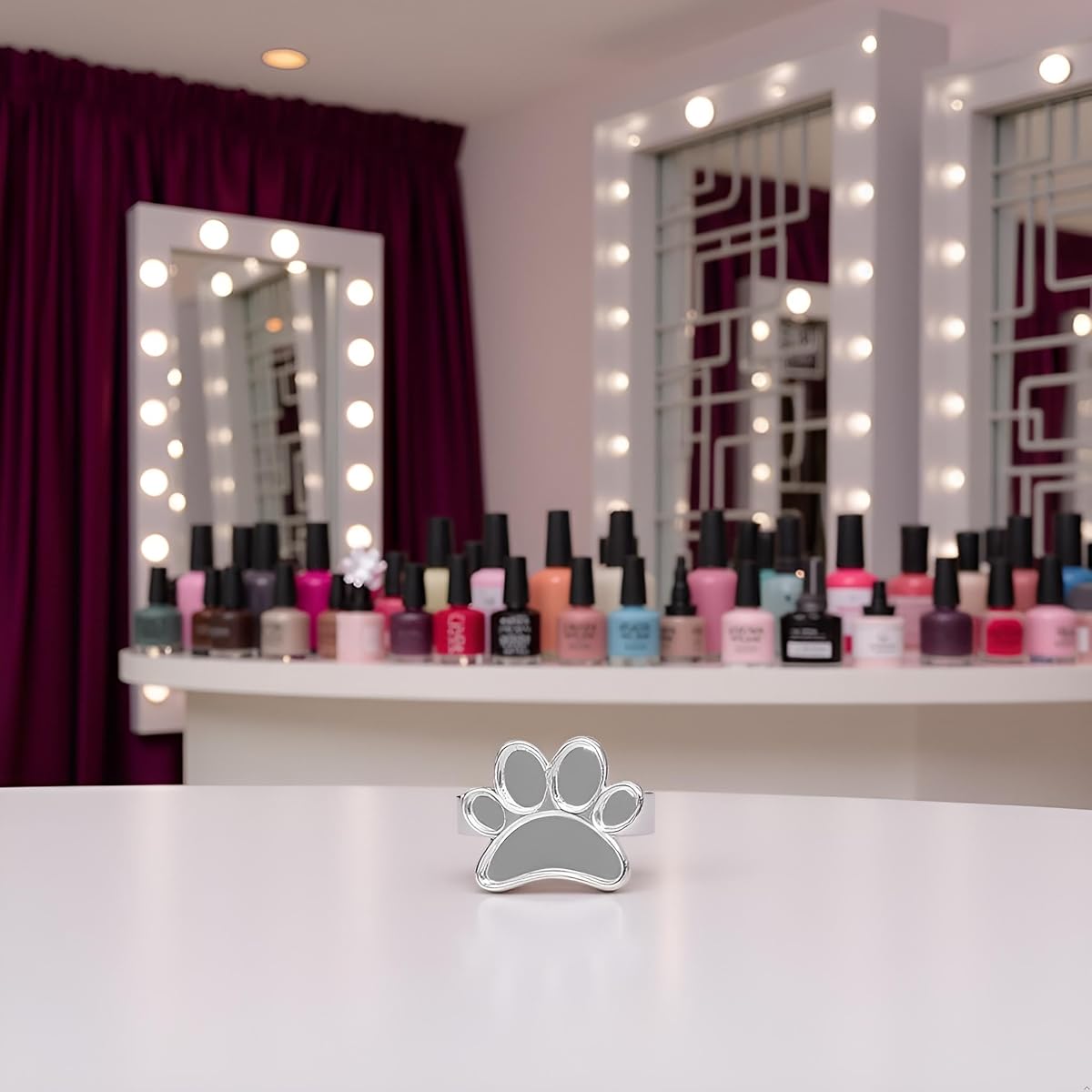 Mini paleta de manicura de acero inoxidable plateado, soporte de metal portátil, paleta, anillo de dedo, bandeja de mezcla de esmalte de gel, herramientas de arte de uñas, esmalte de uñas (plata, B1)