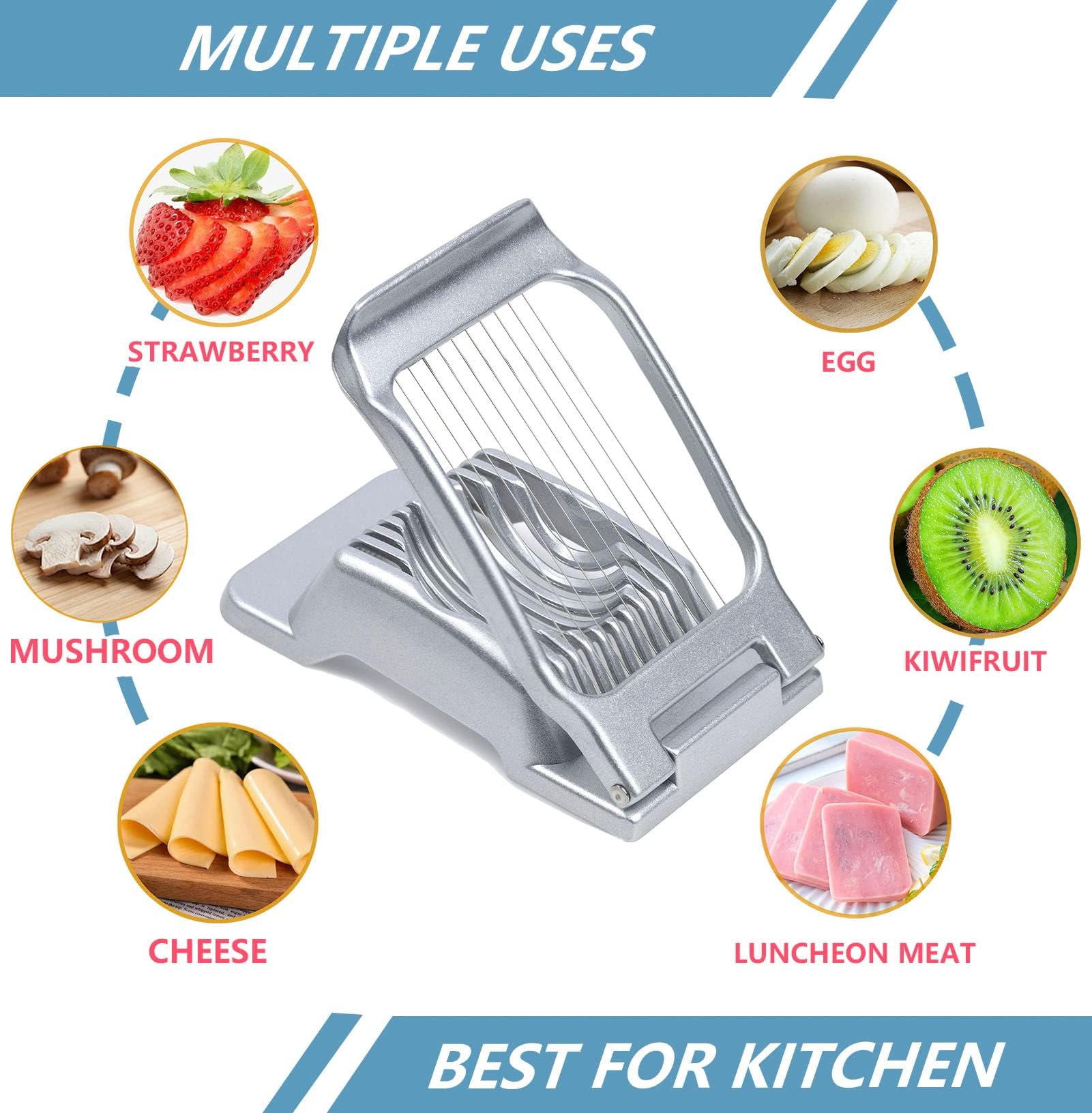Rebanador de Huevos Duros,Pelador Huevos Corta Cocidos Huevos Duros Cortador de Eggs Setas Cutters Acero para Emparedado sándwiches Ensalada de champiñones