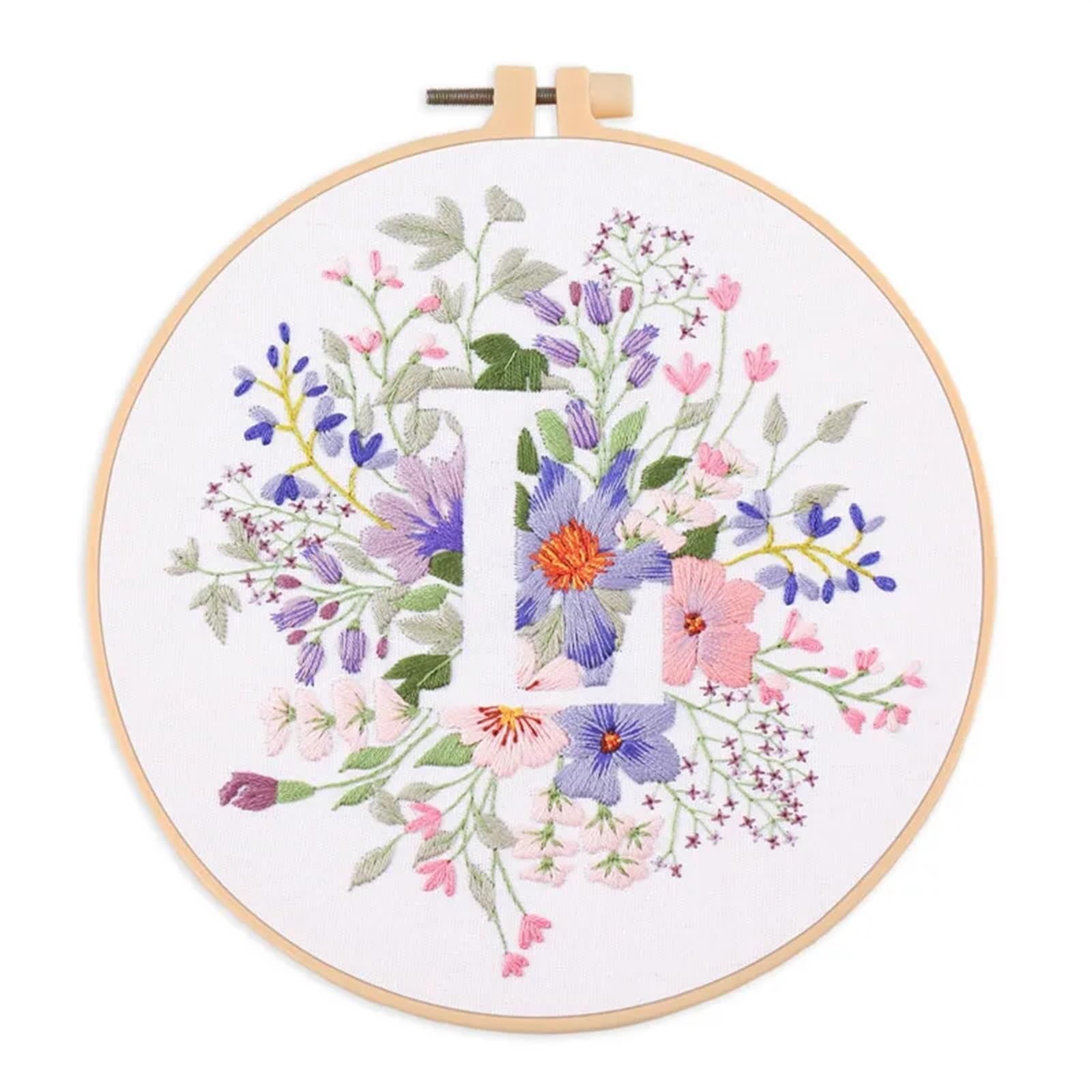 LKLNKVL embroidery, Embroidery Kit， For Beginner And Adults Starter Kit(Color L,With 20cm hoop)