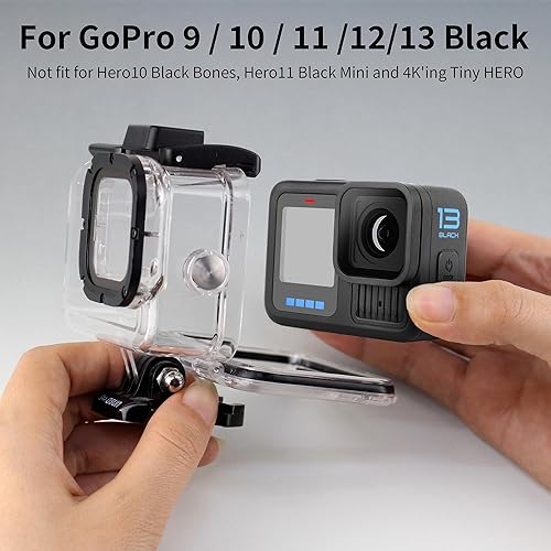 Miniatura 8 de SOONSUN Funda impermeable para GoPro Hero 11 / 10 / 9 negro con filtro de buceo - Carcasa protectora submarina de 196.9 ft para GoPro HERO11 10 9