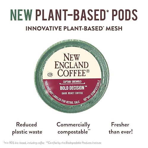 Miniatura 4 de New England Coffee Bold Decision - Cápsulas individuales de tostado oscuro, caja de 10 unidades (paquete de 1)