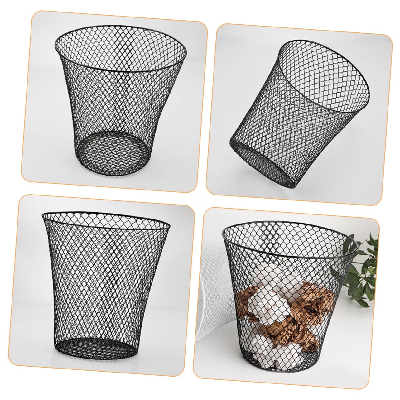 Iron Woven Storage Basket Kitchen Organization Office Organizing Bin Fruit Vegetable Holder Trash Can Multifunctional Laundry Hamper