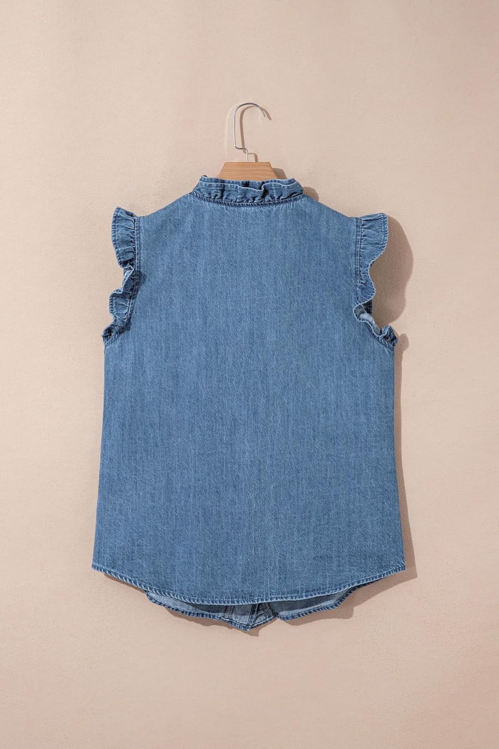 Dokotoo Denim Vest for Women Casual Summer Jean Vest Top Button Down Peplum V Neck Sleeveless Denim Shirt