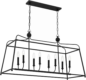 Crystorama Libby Langdon Sylvan 8 Light Black Forged Linear Chandelier