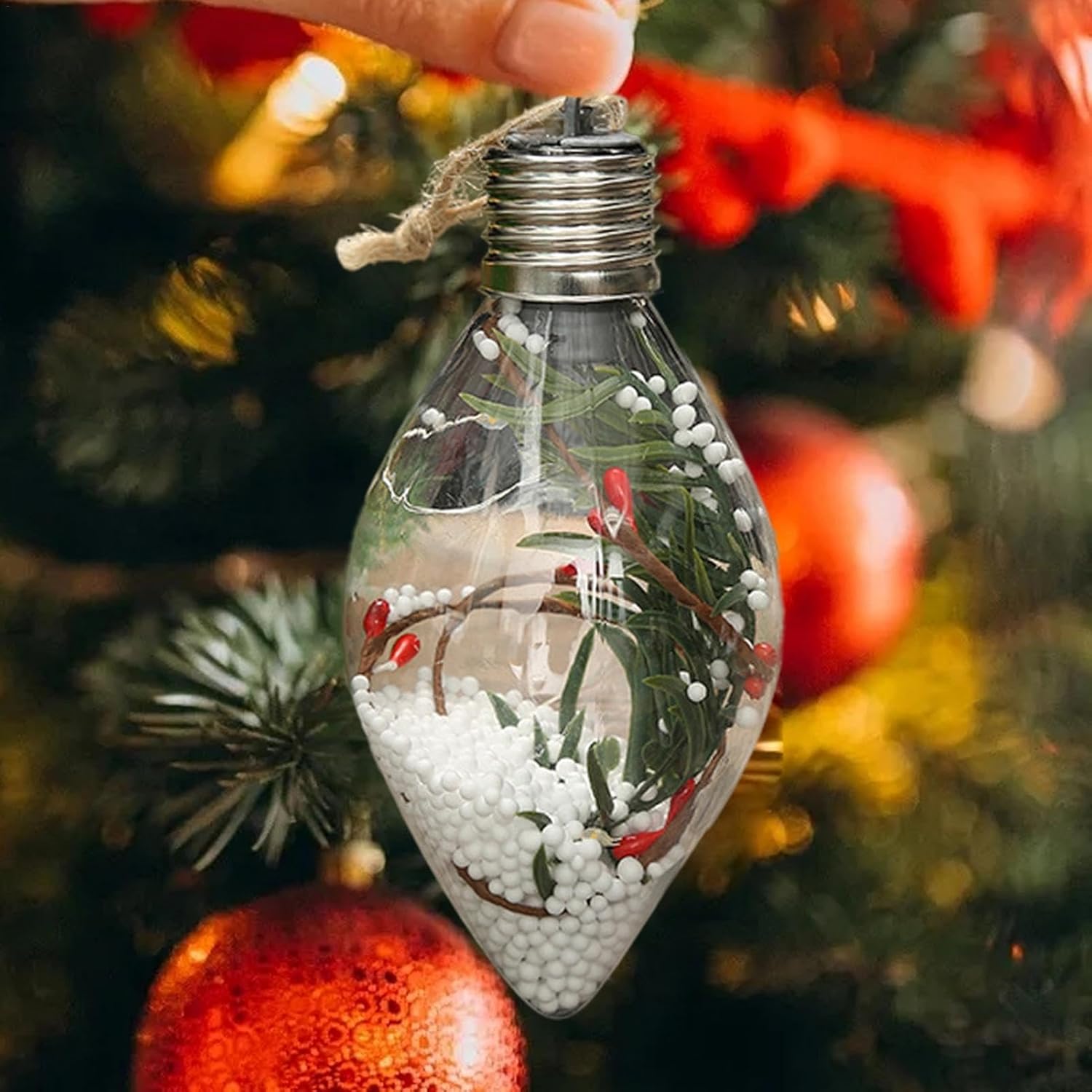 Christmas Balls,Unique Shaped Snow Scene Bulb Festival Light up Decor, Hangable Ornament Tree Pendant for Parties