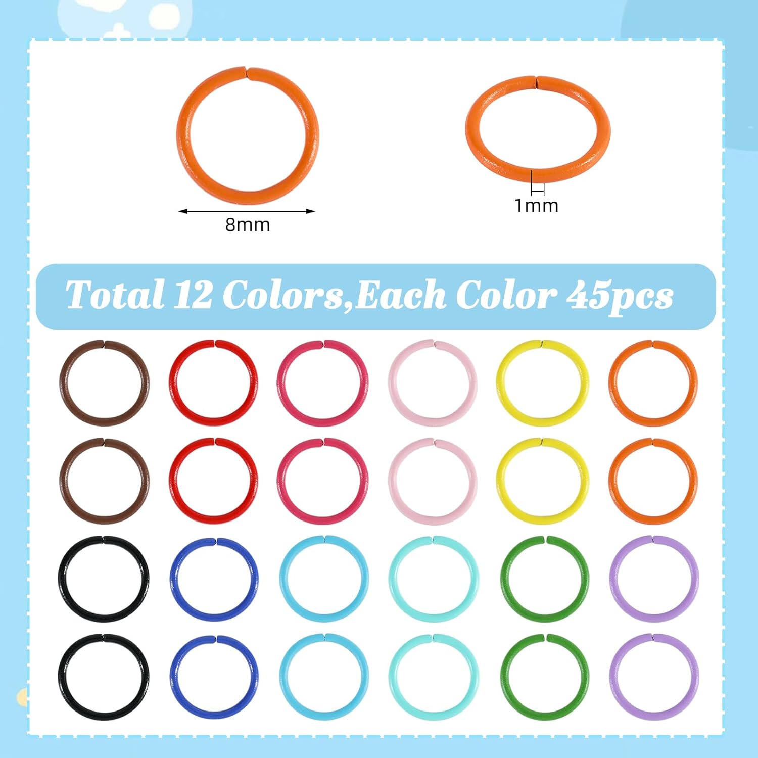 540Pcs 8mm Colored Iron Jump Rings for Jewelry Making Chainmail Rings for Keychain Necklaces Bracelet Earring Crafts DIY - Image 2