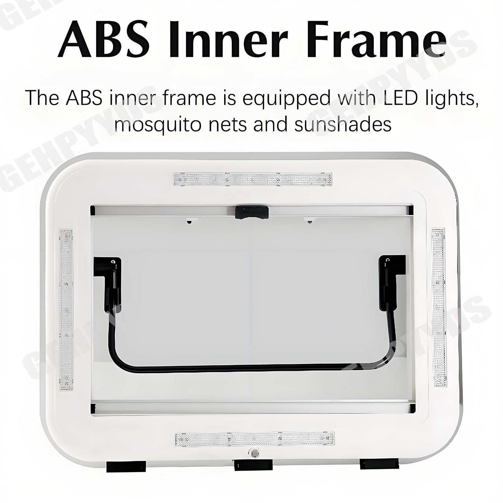 Ventilación de techo para autocaravana,trampilla de techo universal para autocaravana,ventanas y claraboyas para RV,kit de ventilación para ventana de techo de caravana grande con luces LED,80x50cm