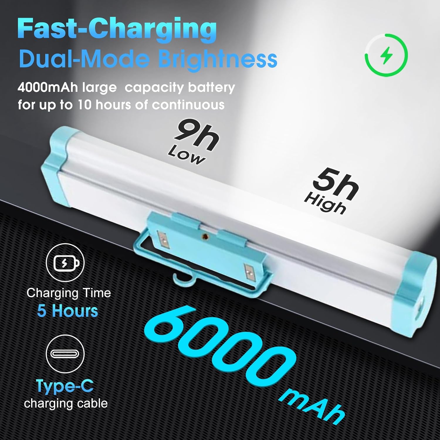 LETOUR 8000LM Portable Light Bar, 6000mAh Rechargeable Lights for Home, Emergency Lights for Home Power Failure, Rechargeable Light Bar, Lámparas Recargables para Apagones - Image 2