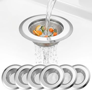 Kingrol 4.5" Kitchen Sink Strainers, 6-Pack Stainless Steel Drain Strainers