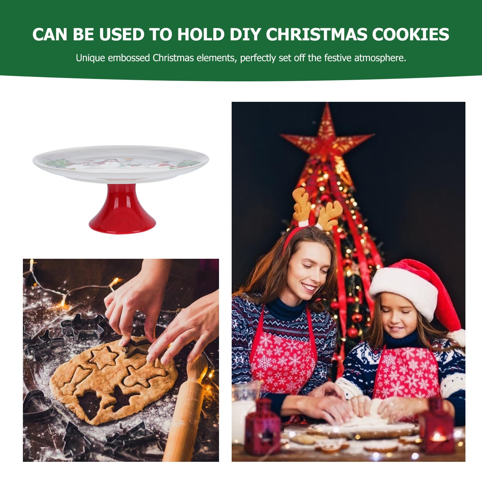 Zerodeko Présentoir à Gâteau Céramique Décoratif de Noël pour Desserts