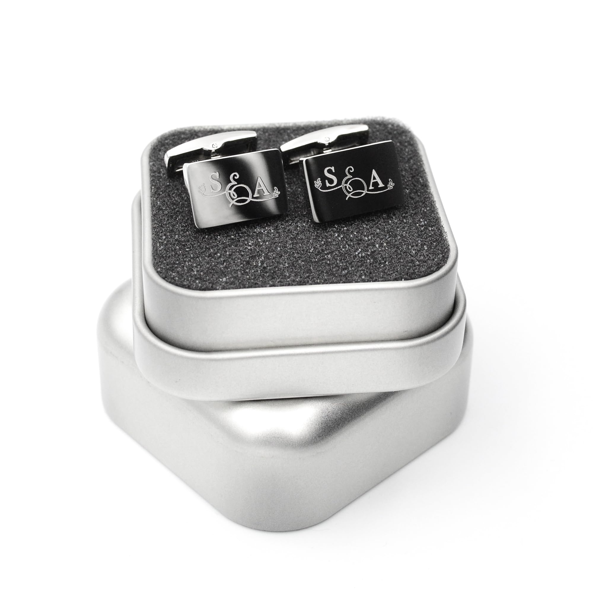 Manschettenknöpfe mit Gravur Farbe Silber Manschettenknöpfe Monogramm Personalisiert Geschenk Bräutigam Manschettenknöpfe Monogramm