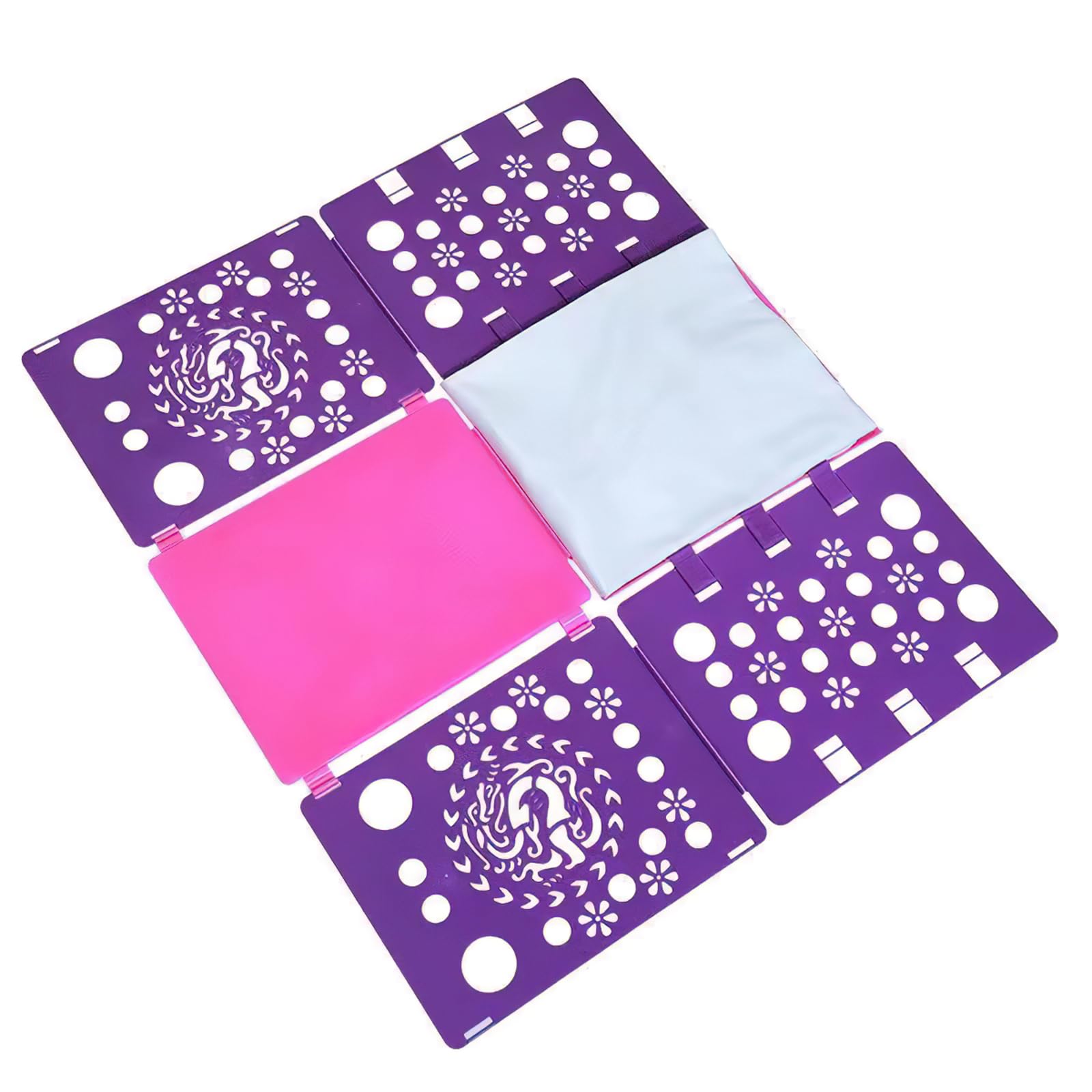 Generic Version 3 T-Shirt Folding Board Durable Flip Fold Clothes Folder Save Time Easy to Fast Plastic Clothes Folding Boards for Adults (Pink Purple)