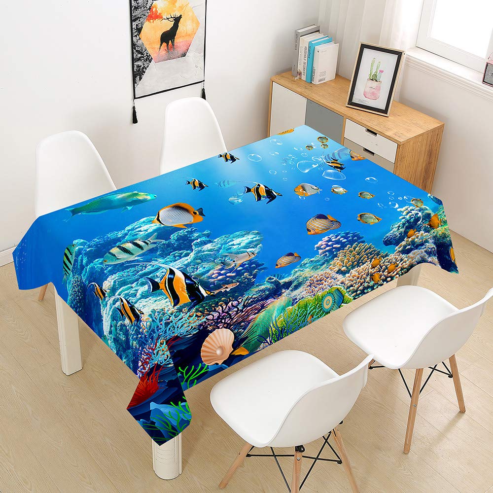 Morbuy Pearl Shell Tablecloths Rectangular 3D Ocean Printed Table Cloth Waterproof Wipeable Stain-Resistant Oil-Proof Table Cover For Home Dining Garden Party (,140X180cm)