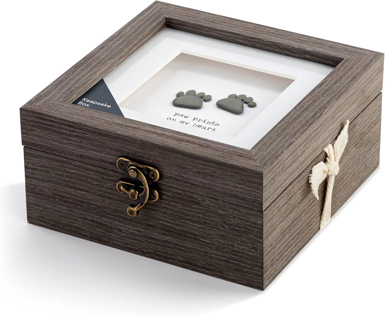 DEMDACO Sharon Nowlan Paw Prints On My Heart Grey 6 x 3 Composite Wood Decorative Keepsake Box