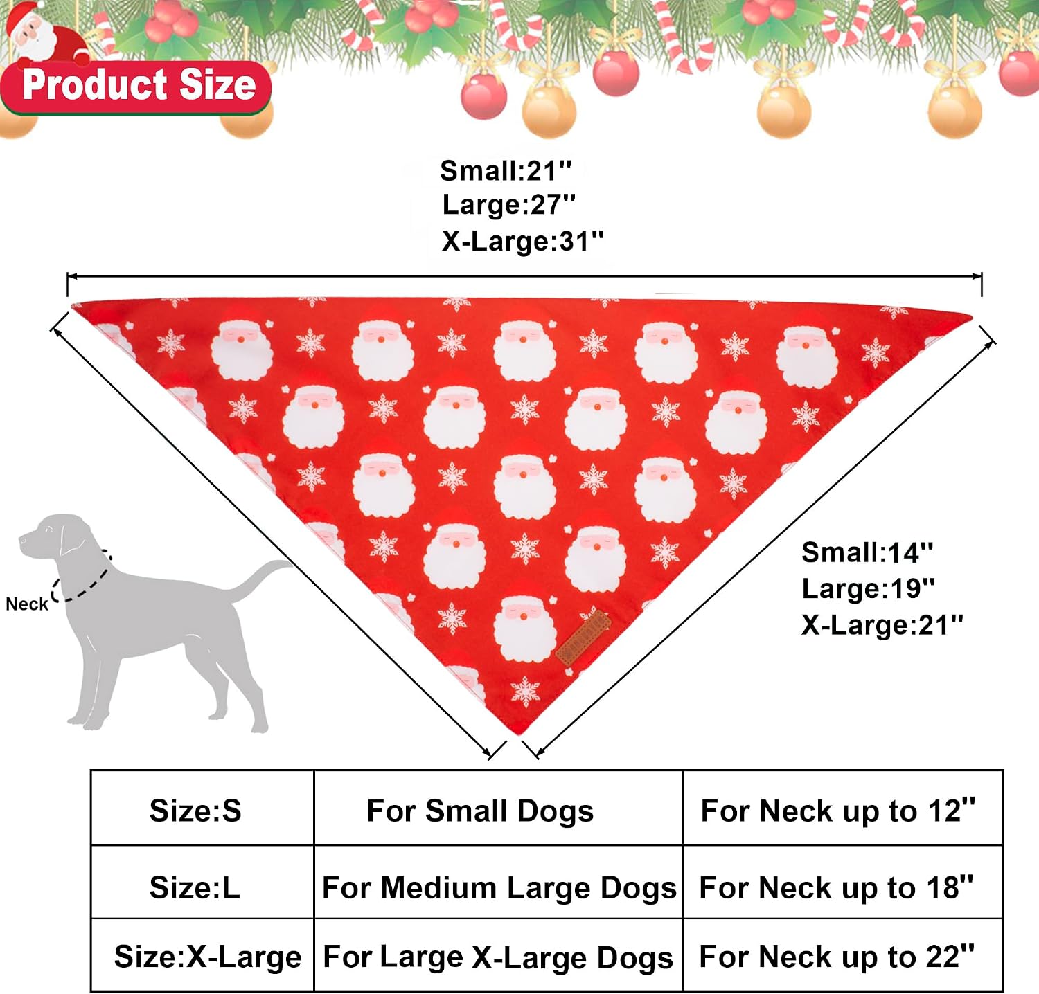 ADOGGYGO Christmas Dog Bandanas 2 Pack, Santa Deer Pattern Pet Xmas Scarf Bib, Premium Durable Fabric, Pet Christmas Bandanas for Medium Large Dogs (Large) image 4