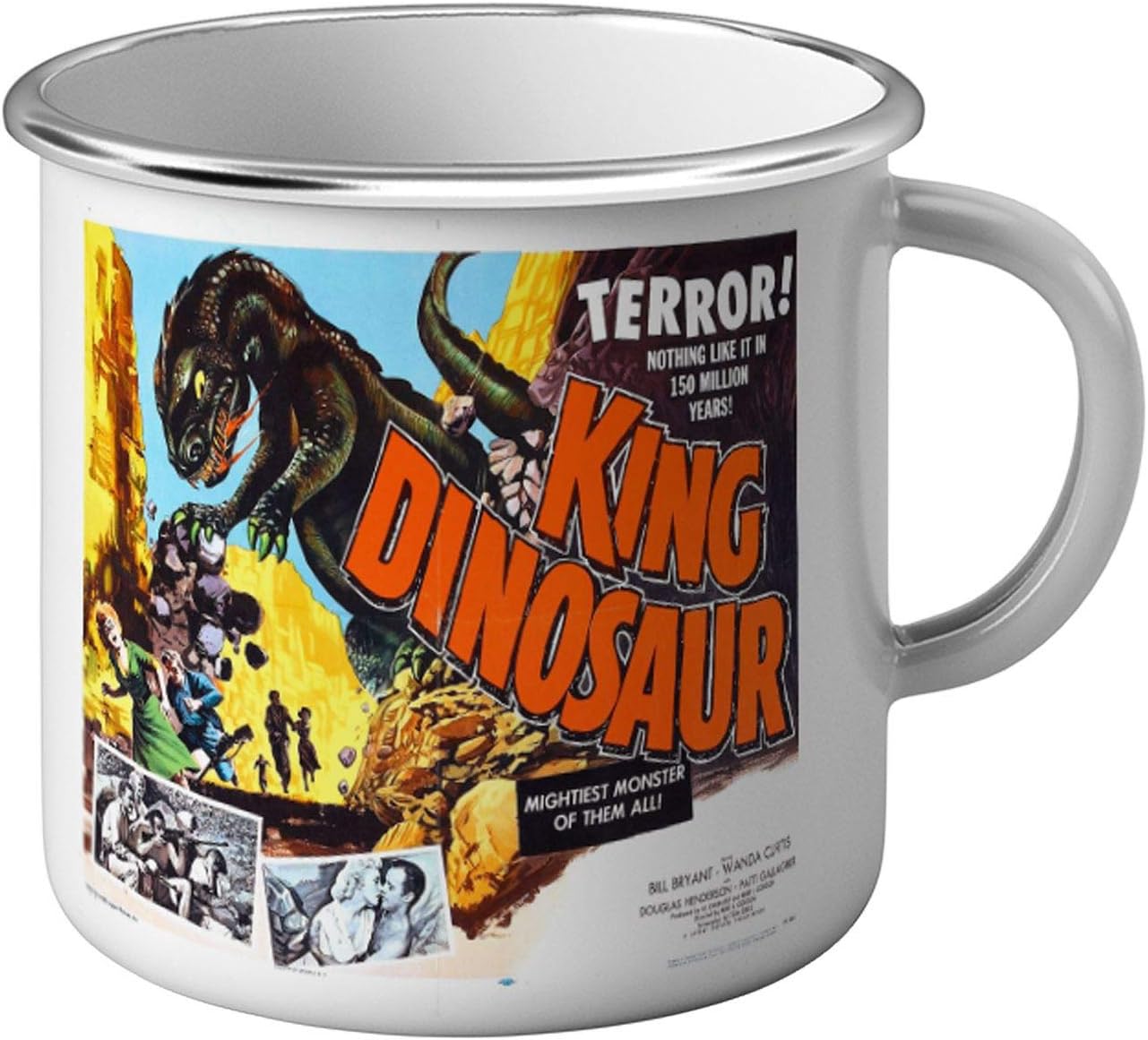 FabulousMetal Mug Old English Movie Poster King Dinosaur Bill Bryant Wanda Curtis Retro Vintage Film Cinema