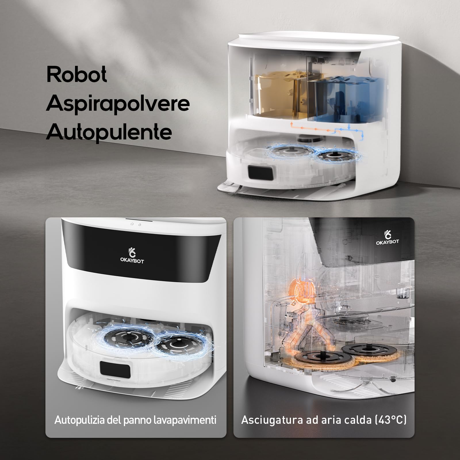 V3 Robot Aspirapolvere Lavapavimenti 8000Pa, Antigroviglio, Panno Sollevabile, Autopulizia & Asciugatura ad Aria Calda, Navigazione LiDAR-DTOF, Ideale per Peli di Animali e Tappeti | Auto-pulizia, asciugatura aria calda, doppio mocio levitabile, spazzole
